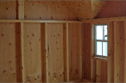 Inside of a shed by Yoder Building Company