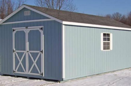 Blue Cottage Shed by Yoder Building Company