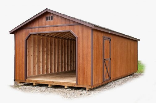 Cottage Shed with a garage door by Yoder Building Company